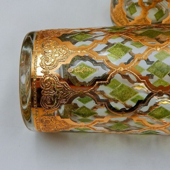 Culver Valencia Highball Glasses Tumblers Set/7 Floating Caddy Hollywood Regency - Picture 7 of 9